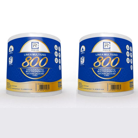 2 ROTOLONI CARTA BOBINA LINEA CASA STRAPPO 800 2 VELI PURA CELLULOSA ASCIUGAMANO