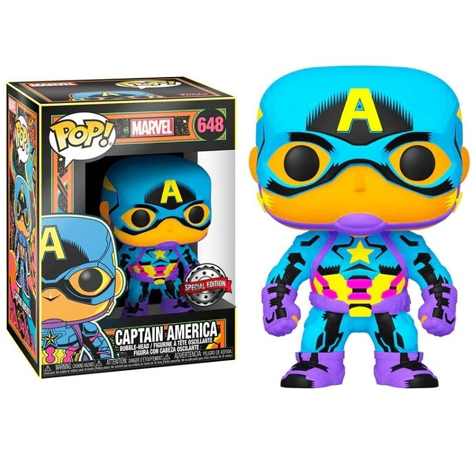 Funko Pop ! Marvel - (648) Captain America Black Light Figure Vinyl Special 9Cm