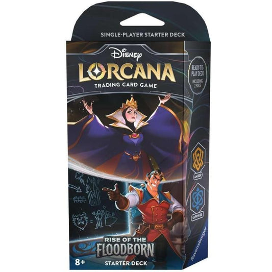 Disney Lorcana "Rise Of The Floodborne" Starter Deck Amber/Sapphire Card Tcg Eng
