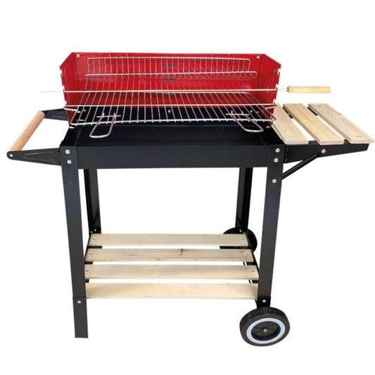 BBQ BARBECUE A CARBONE CARBONELLA LEGNO GRILL GIARDINO RUOTE GRIGLIA REGOLABILE