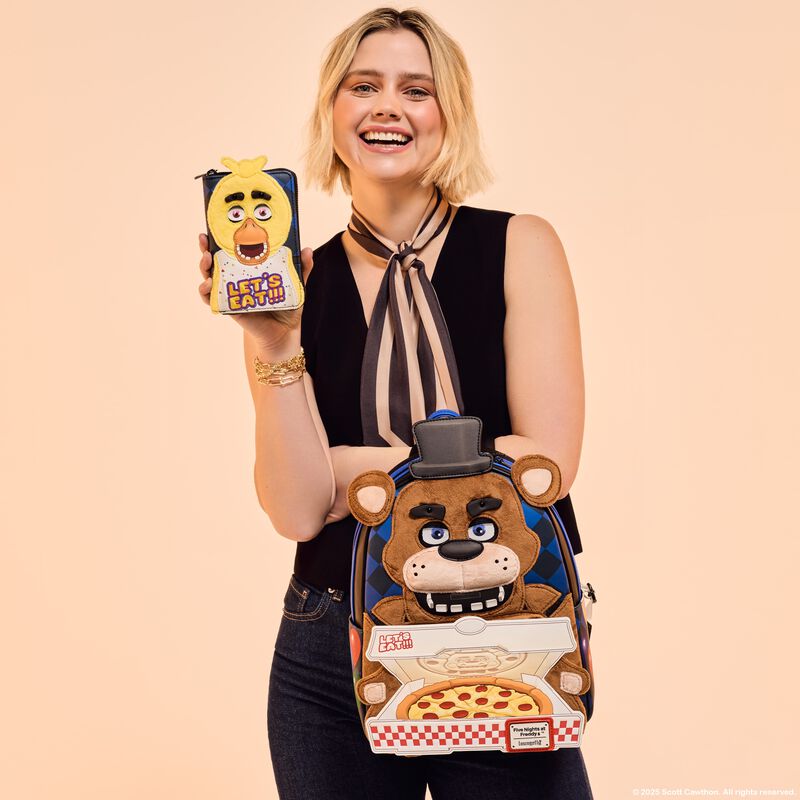 Funko Loungefly: Portafoglio FNAF con cerniera a forma di Chica di Five Nights at Freddy's Party in versione peluche per cosplay