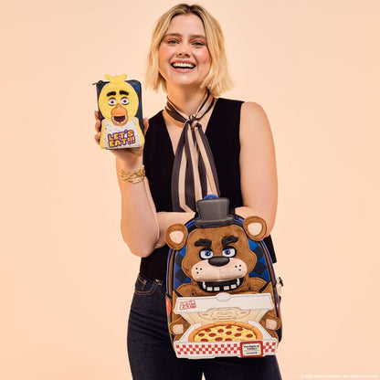 Funko Loungefly: Portafoglio FNAF con cerniera a forma di Chica di Five Nights at Freddy's Party in versione peluche per cosplay