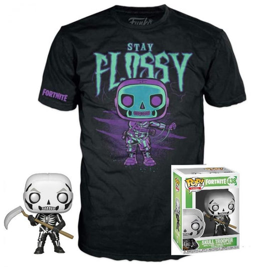 Funko Pop ! Games Fortnite Skull Trooper (438) Vinyl With T-Shirt Unisex Size Xl