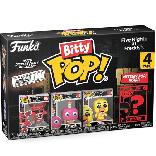 Funko Bitty Pop! Fnaf - 4 Pack Foxy The Pirates/Cupcake/Chica + Figure Mystery
