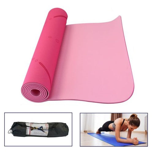 Tappetino Pilates Tappeto Yoga Materassino Fitness Gomma Tpe 6mm Bicolore Fucsia