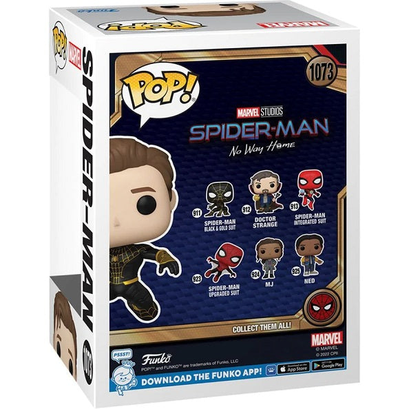 Funko Pop Spider Man No Way Home - Spider-Man 1073 Tuta Nera Oro Senza Maschera