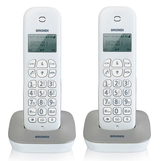 BRONDI GALA TWIN TELEFONO CORDLESS DOPPIO PORTATILE UFFICIO CASA BIANCO/GRIGIO