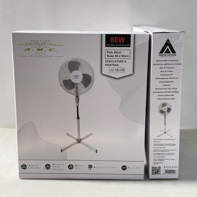 AMC VENTILATORE A PIANTANA COLONNA DA TERRA 60W Ø 40cm 3 VELOCITA REGOLABILE