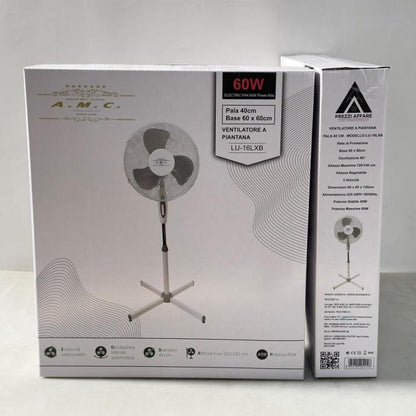 AMC VENTILATORE A PIANTANA COLONNA DA TERRA 60W Ø 40cm 3 VELOCITA REGOLABILE