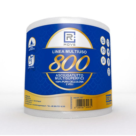 Rotolone Carta Bobina Linea Casa A Strappo 800 2 Veli Pura Cellulosa Asciugamano