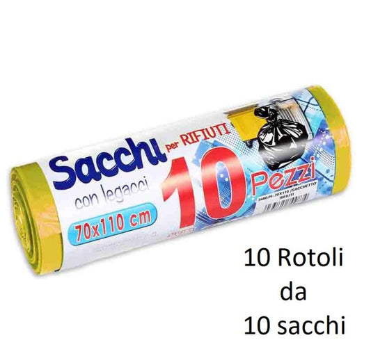 100 BUSTE SACCHI SACCHETTI RIFIUTI SPAZZATURA RACCOLTA DIFFERENZIATA 70X110cm GL
