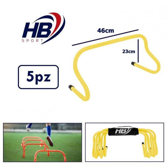 Set 5 Ostacoli Sport Allenamento Calcio Velocità Agilità Football Giallo 23Cm