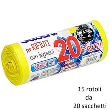 300 BUSTE SACCHI SACCHETTI RIFIUTI SPAZZATURA RACCOLTA DIFFERENZIATA 50X60cm GLL