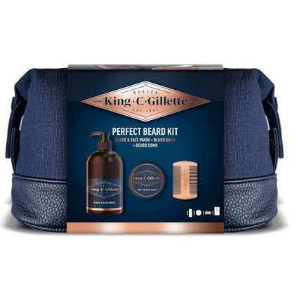 King C Gillette Kit Confezione Regalo Pettine/Balsamo Barba/Detergente Viso Uomo