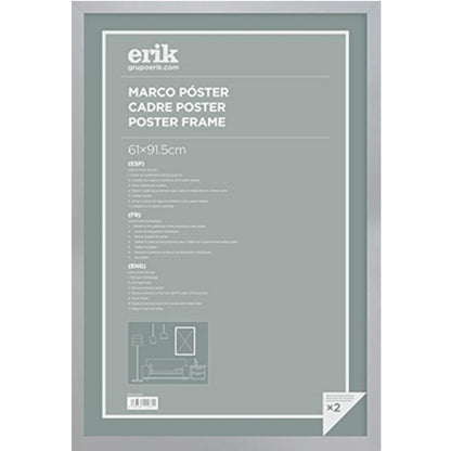 Grupo Erik: Cornice Poster 61 x 91,5 cm Argento da parete grande, in legno MDF, Cornice per Maglia da Calcio, Cornice per quadri grandi
