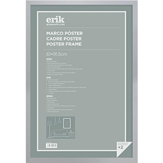 Grupo Erik: Cornice Poster 61 x 91,5 cm Argento da parete grande, in legno MDF, Cornice per Maglia da Calcio, Cornice per quadri grandi