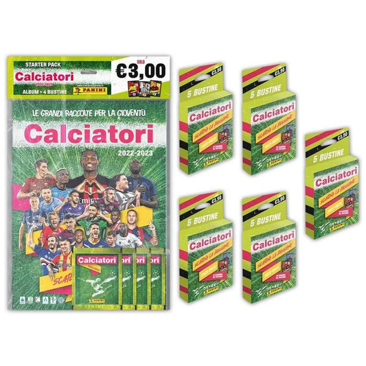 CALCIATORI PANINI 2022-2023 STARTER PACK 29 BUSTINE + ALBUM CALCIO SERIE A NUOVO