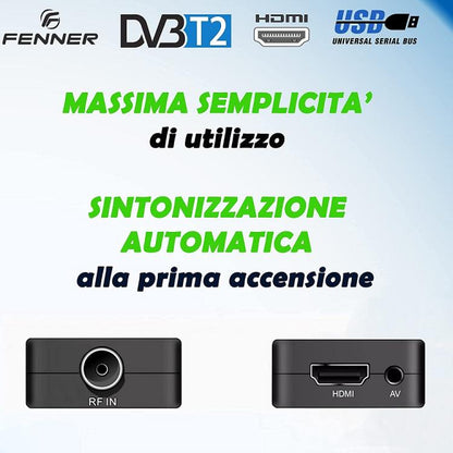 Fenner Fn-Gx3 Decoder Dongle Tv Stick Hd Mini Box Digitale Terrestre Dvb-T2/Hevc