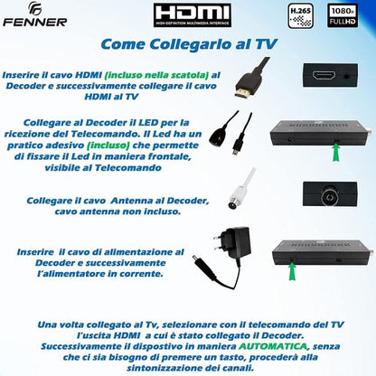 Fenner Fn-Gx3 Decoder Dongle Tv Stick Hd Mini Box Digitale Terrestre Dvb-T2/Hevc
