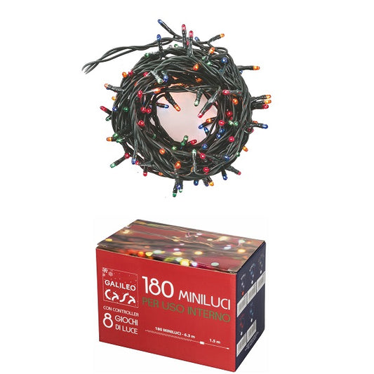 Serie Luci Albero Di Natale Minilucciole 180 Led Lampadine 10.5Mt Multicolor