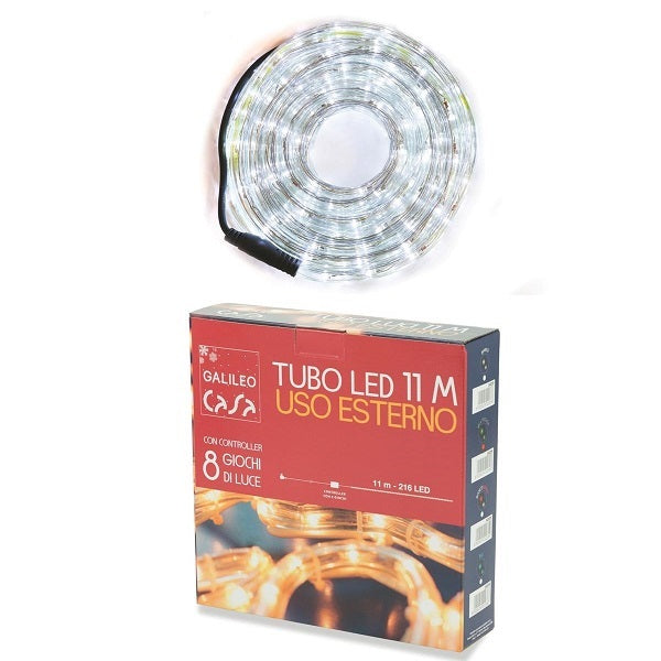 Galileo Tubo Led Luminoso 10-11M Bianco Freddo Da Esterno Luci Addobbi Di Natale