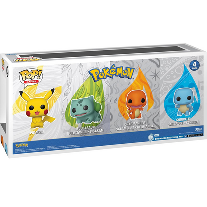 Funko Pop! Games: Pokemon (4 Pack) Pikachu/Squirtle/Charmander/Bulbasaur - Vinyl Figure 9cm