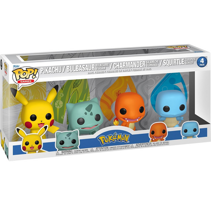 Funko Pop! Games: Pokemon (4 Pack) Pikachu/Squirtle/Charmander/Bulbasaur - Vinyl Figure 9cm
