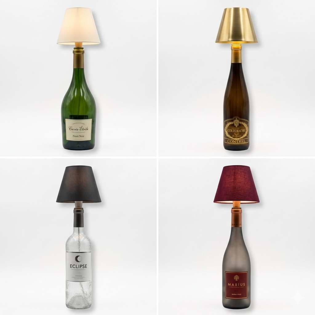 Universo Lampada Led Ricaricabile da Tavolo per Bottiglie Colore Luce Selezionabile CCT 3in1 (Luce Fredda, Naturale e Calda)