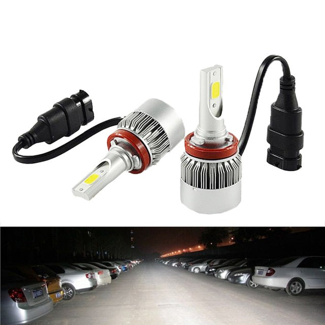 COPPIA LAMPADE LED AUTO FARI H8 H9 H11 MOTO LAMPADINE 36W LUCE BIANCA 6000K FARO