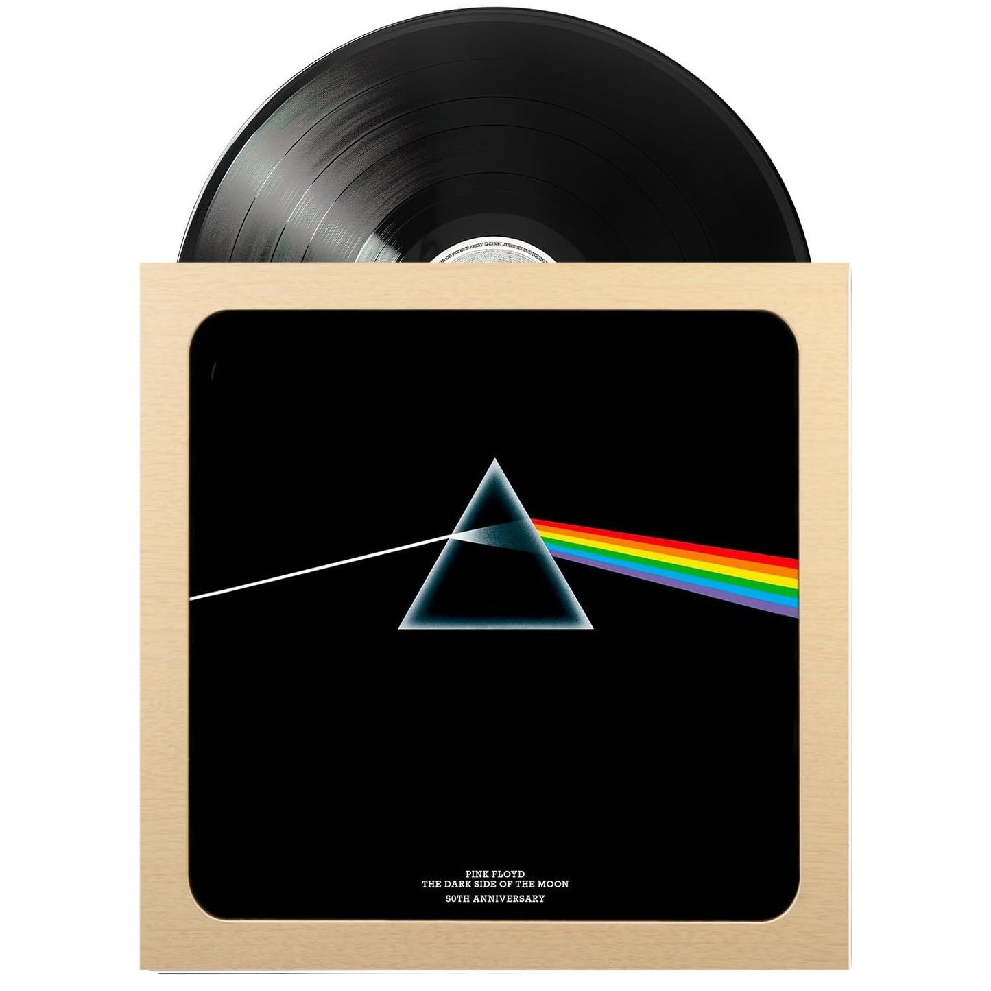 Cornice per Vinile (Effetto Legno) Porta Disco Vinile da Parete 35,5 x 35,5 in MDF e Vetro Metacrilato | Cornice Quadrata per Copertina di Album con Accessori per Appenderla - Poster Packaging Protettivo (HAYA)
