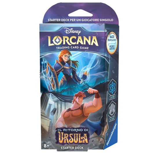Disney Lorcana "Il Ritorno Di Ursula" Starter Deck (Hercules) Zaffiro/Acciaio It