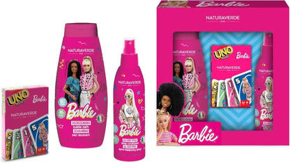 Naturaverde Kids Kit Barbie Cofanetto Bagnoschiuma 300Ml+Balsamo 200Ml+Carte Uno
