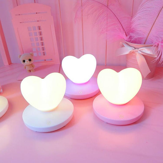 Lampada Notturna Emergenza Led Cuore Tavolo Batterie Usb Luce Notte Per Bambini