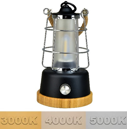 Lanterna Retro Led Dimmerabile-Cct Ricaricabile Luce Da Campeggio Canapa/Bamboo