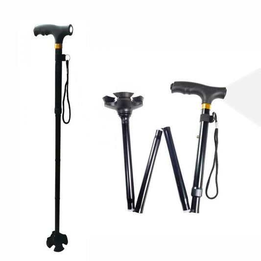 BASTONE LED PASSEGGIO ANZIANI DISABILI CON PIEDI GOMMA LUCE ALTEZZA REGOLABILE