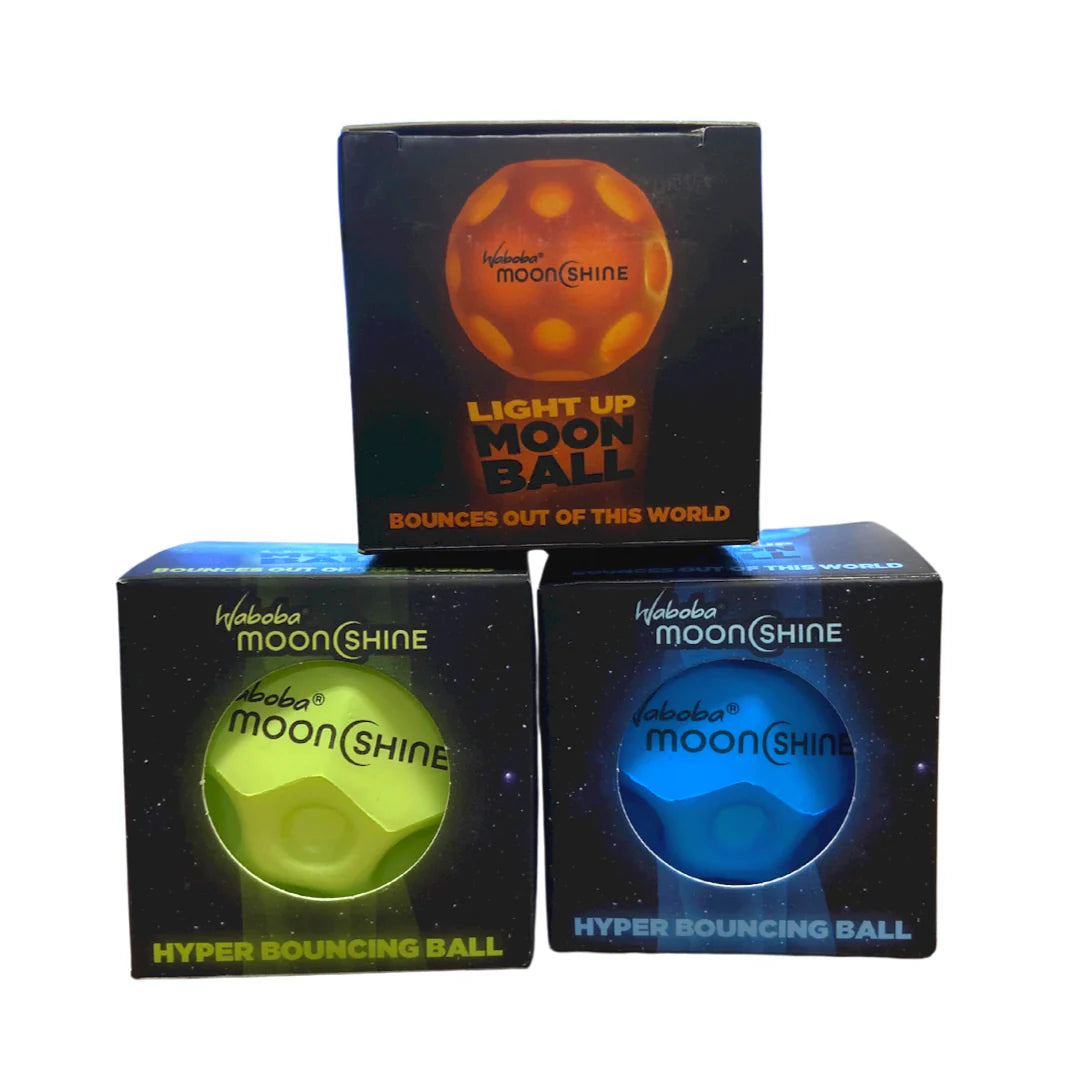 Waboba Pallina Moon Ball Moonshine Light Up Glow In The Dark Rimbalzante - Blue- Light Up Moon Ball Led Hyper Bouncy - Extra Bounce Land Ball (Copia)