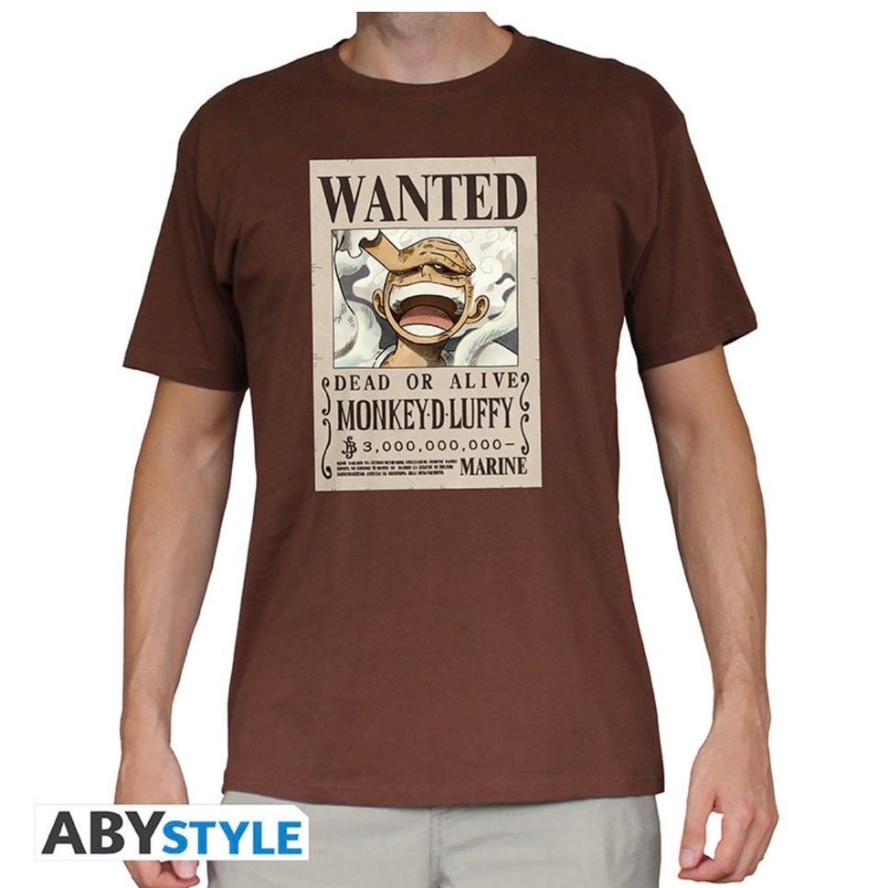 ABYstyle - T-Shirt One Piece - Maglietta One Piece (Wanted Luffy) Chocolate - Maglia (Tg. L)