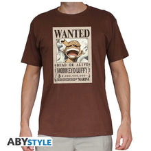 ABYstyle - T-Shirt One Piece - Maglietta One Piece (Wanted Luffy) Chocolate - Maglia (Tg. L)