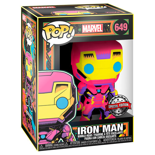 Funko Pop ! Marvel - (649) Iron Man Black Light Figure Vinyl Special Edition 9Cm