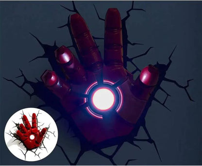 Marvel Lampada A Muro - Mano Iron Man 3D Deco Light Applique Led + Sticker