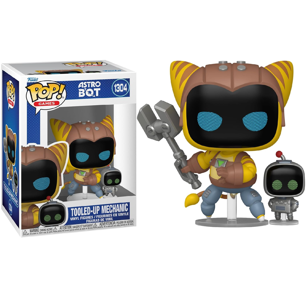 Funko Pop ! Games Astro Bot - (1304) Tooled-Up Mechanic  - Vinyl Figure 9cm Ps5 Nuovo