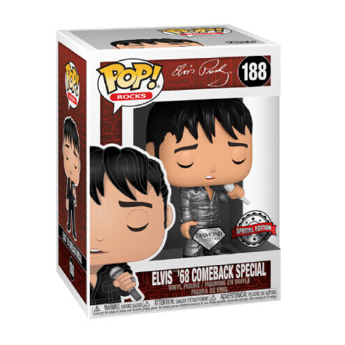 Funko Pop ! Rocks - Elvis Presley (188) Elvis '68 Comeback Special Figure 9Cm