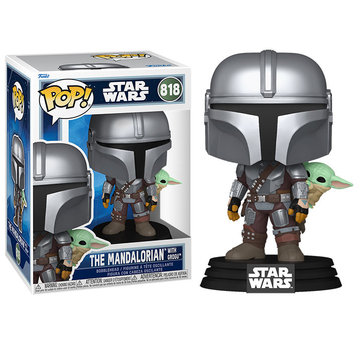Funko Pop! Star Wars - (818) The Mandalorian w/Grogu (On Back) Vinyl Figure 9cm