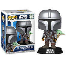 Funko Pop! Star Wars - (818) The Mandalorian w/Grogu (On Back) Vinyl Figure 9cm