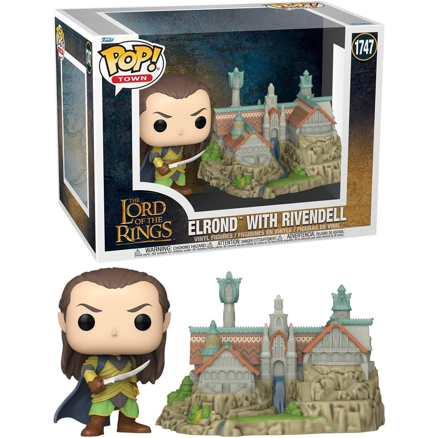 Funko Pop! Town The Lord Of The Rings - (1747) Elrond With Rivendell Figure 25cm