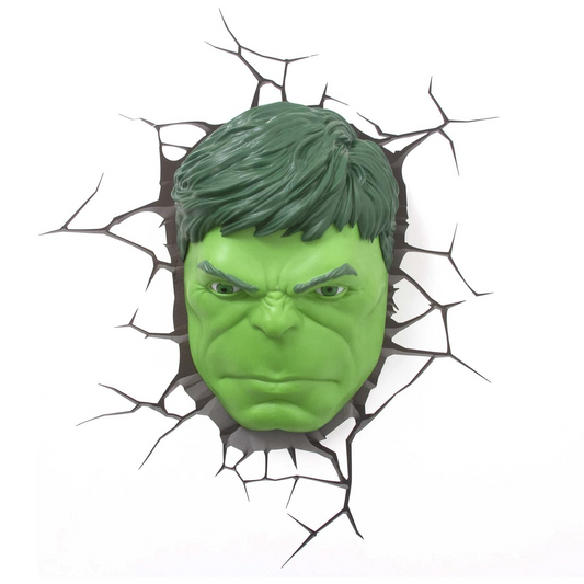 Marvel Avenger Lampada Muro Hulk Face 3D Deco Light Led Bulbs + Crack Sticker