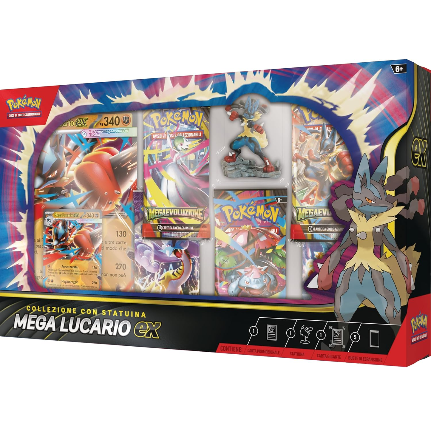 Pokémon: Collezione Con Statuina Mega Lucario-ex & Cinque Buste Di Espansione