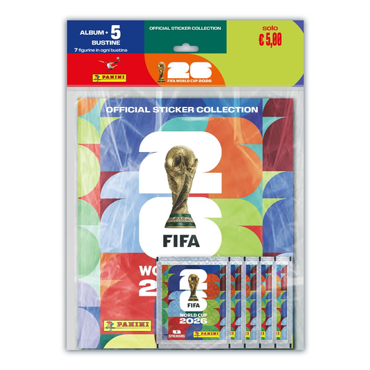 Panini Calciatori Fifa World Cup 2026: Starter Set Pack Album + 5 Bustine da 7 Figurine - Official Sticker Collection