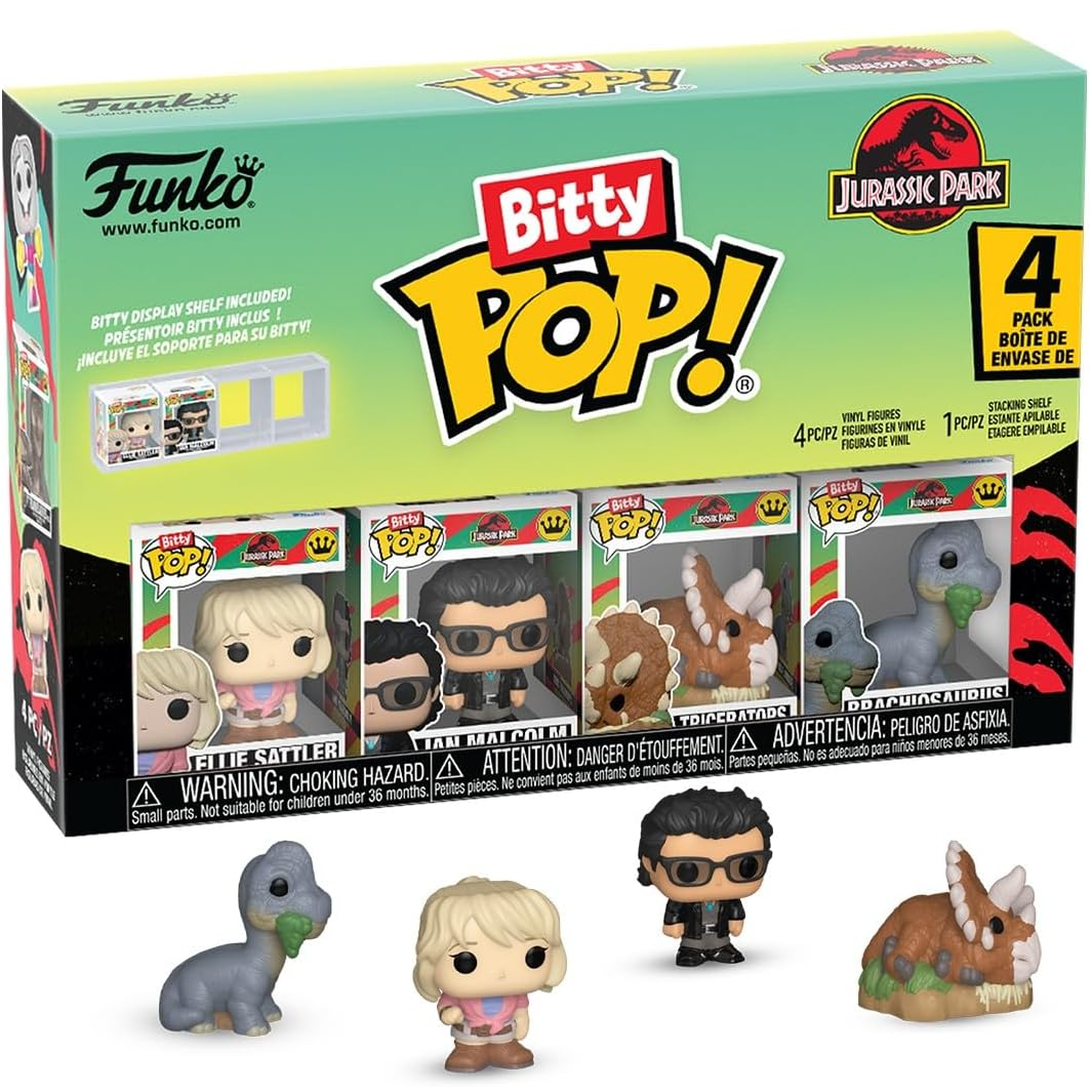 Funko Bitty Pop! Jurassic Park (4 Pack) w/ Bitty Display & Mystery Pop - Mini Vinyl Figure 2cm
