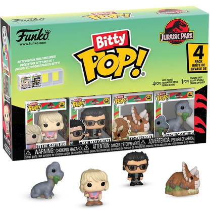 Funko Bitty Pop! Jurassic Park (4 Pack) w/ Bitty Display & Mystery Pop - Mini Vinyl Figure 2cm